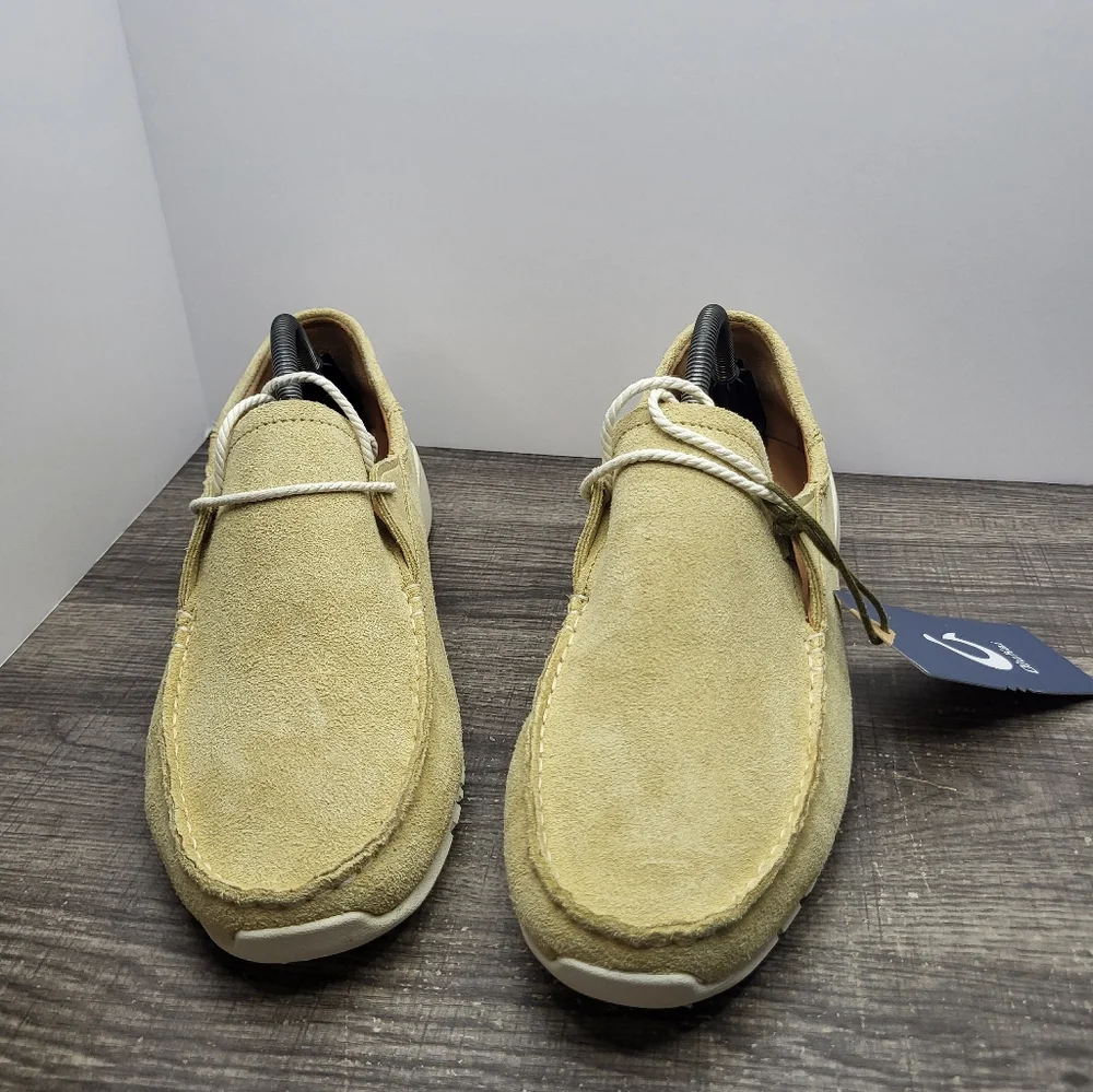 OluKai Ka'a Driver Italian Suede Leather Loafer Shoes Golden Sand Slip On Men 11